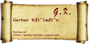 Gerber Kálmán névjegykártya