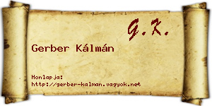 Gerber Kálmán névjegykártya